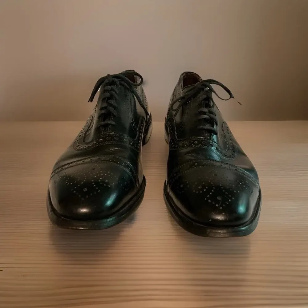 Allen Edmonds Men’s Black Leather Strand Cap Toe Shoes SZ 9.5 B Oxford Style